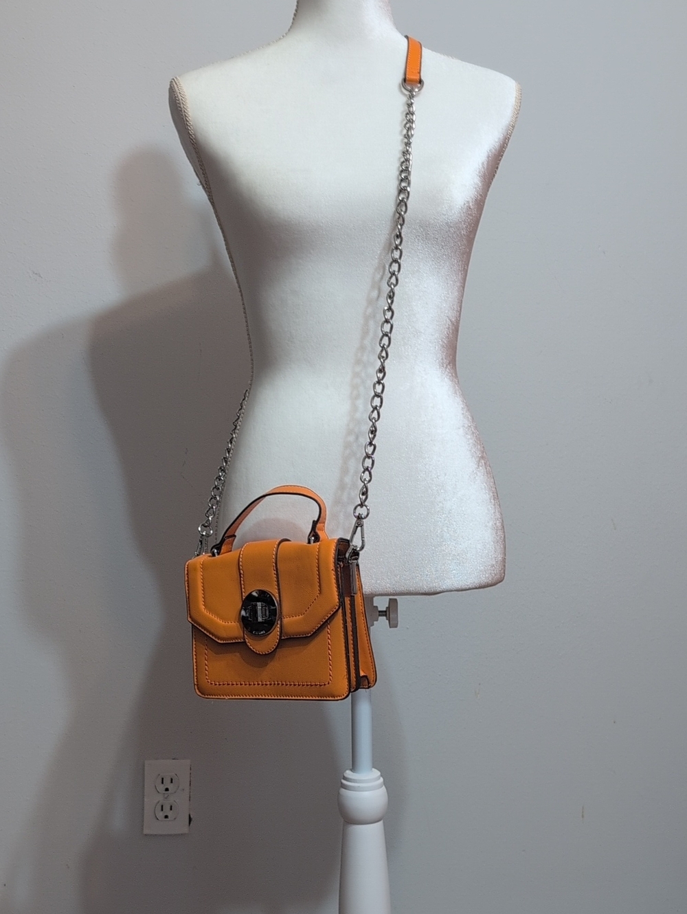 Steve Madden Orange Mini Satchel Crossbody with Chain Strap